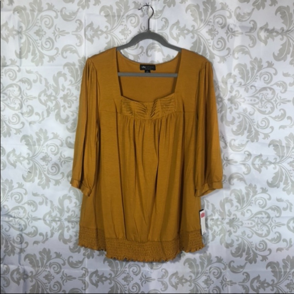 💚2/$19💚 NWT I.N. Studio Mustard Yellow Top 2X
